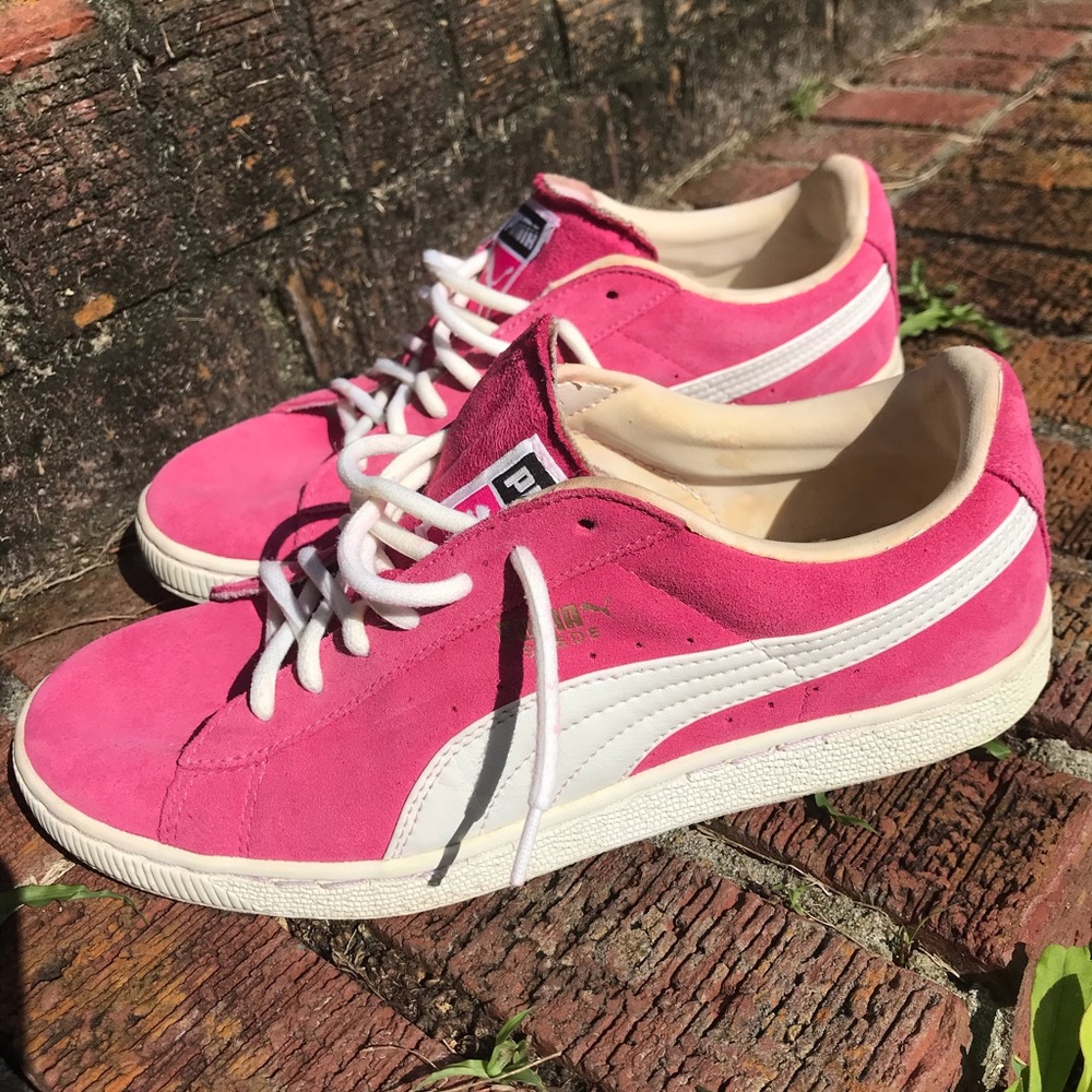 Pink suede Puma sneakers